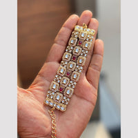 Hira Collections Graceful Pota Stone And Kundan Stone Adjustable Bracelet