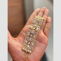 Hira Collections Graceful Pota Stone And Kundan Stone Adjustable Bracelet