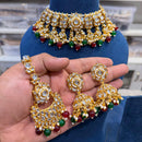 Hira Collections Kundan Stone Glamorous Pearl And Beads Choker Necklace Set