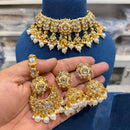 Hira Collections Kundan Stone Glamorous Pearl And Beads Choker Necklace Set