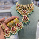 Hira Collections Kundan Stone Glamorous Pearl And Beads Choker Necklace Set