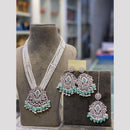 Hira Collections Elegant Crystal Stone Beads And Pearl Long Necklace Set