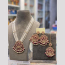 Hira Collections Elegant Crystal Stone Beads And Pearl Long Necklace Set