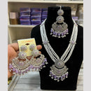 Hira Collections Elegant Crystal Stone Beads And Pearl Long Necklace Set