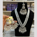 Hira Collections Elegant Crystal Stone Beads And Pearl Long Necklace Set