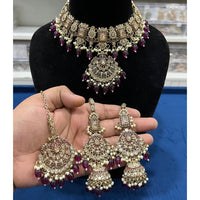 Hira Collection Crystal Stone And Beads Choker Necklace Set