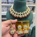 Hira Collections Exclusive Kundan Stone Pearl And Beads Choker Necklace Set