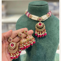 Hira Collections Exclusive Pota Stone Pearl And Beads Choker Necklace Set
