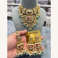 Hira Collections Exclusive Kundan Stone Pearl And Beads Choker Necklace Set