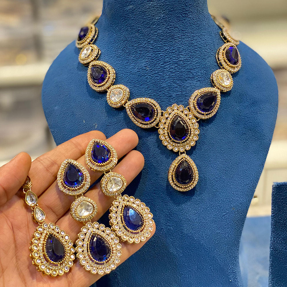 Hira Collections Classic Kundan Stone And Pota Stone Necklace Set