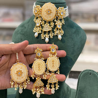 Hira Collections Traditional Kundan And Beads Meenakari Designer Choker Necklace Set