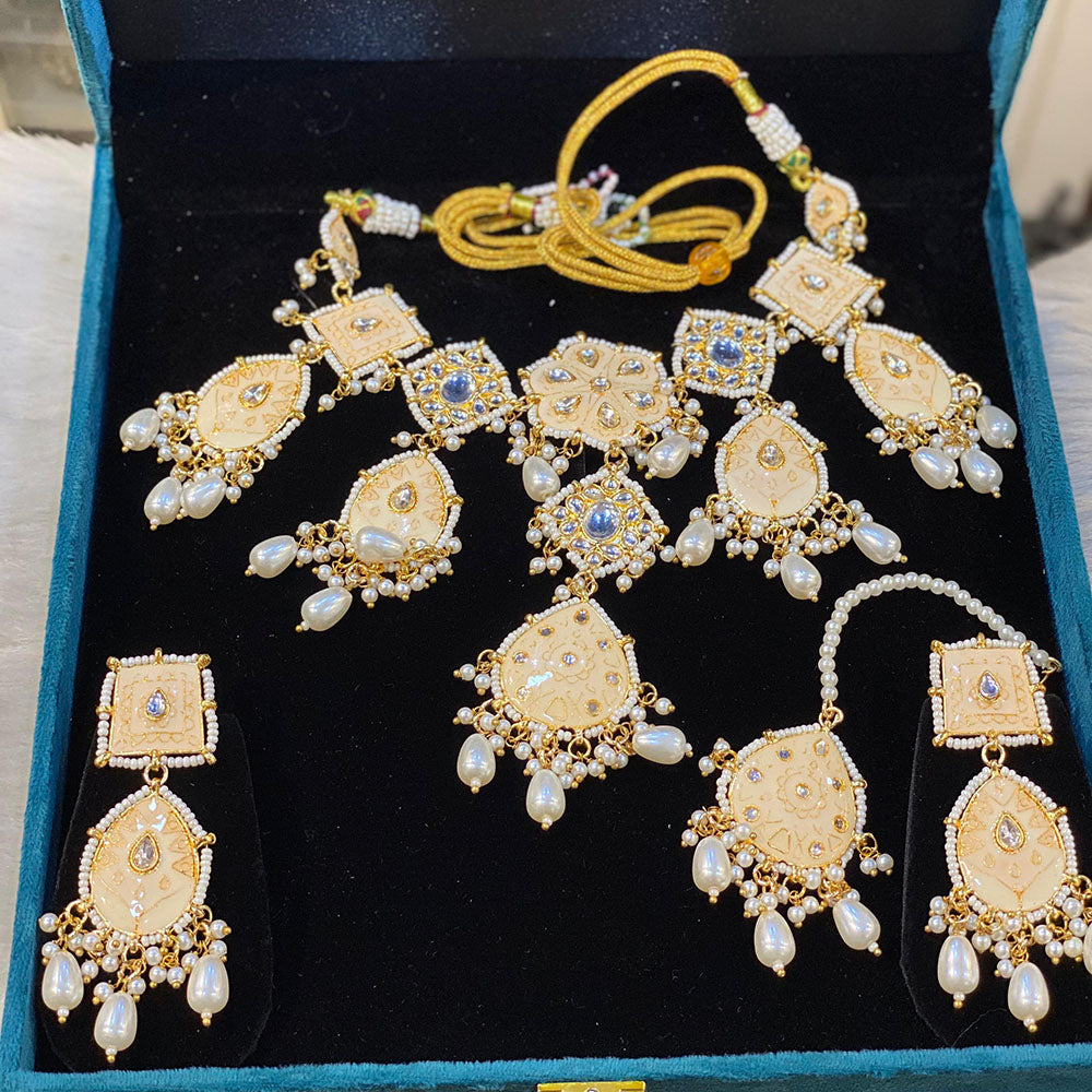 Hira Collections Traditional Kundan And Beads Meenakari Designer Choker Necklace Set