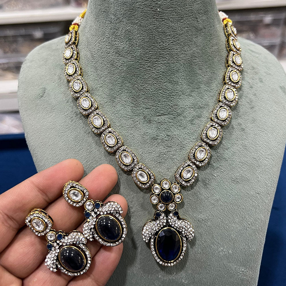 Hira Collections Classic Pota Stone Necklace Set