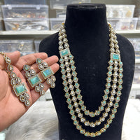 Hira Collections Ethnic Designer Pota Stone And Austrian Stone Long Necklace Set