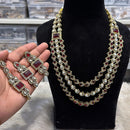 Hira Collections Ethnic Designer Pota Stone And Austrian Stone Long Necklace Set