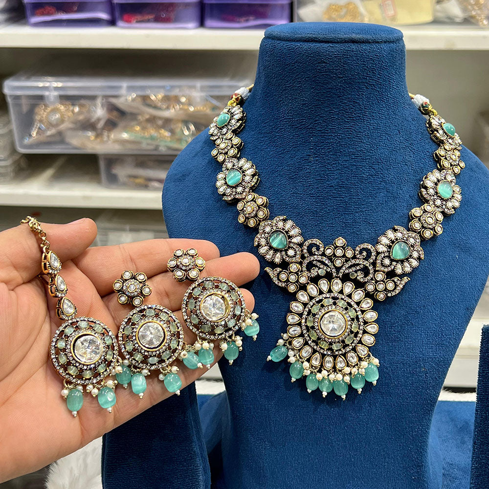 Hira Collections Classic Pota Stone And Beads Necklace Set