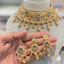 Hira Collections Classic Pota Stone And Beads Choker Necklace Set