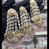 Hira Collections Royal Austrian Stone Pearl And Beads Earrings With Elegant Maangtikka Set