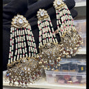 Hira Collections Royal Austrian Stone Pearl And Beads Earrings With Elegant Maangtikka Set