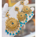Hira Collections Royal Pota Stone And Beads Earrings With Elegant Maangtikka Set