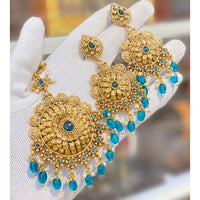 Hira Collections Royal Pota Stone And Beads Earrings With Elegant Maangtikka Set