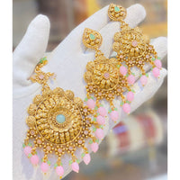 Hira Collections Royal Pota Stone And Beads Earrings With Elegant Maangtikka Set