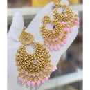 Hira Collections Royal Pota Stone And Beads Earrings With Elegant Maangtikka Set