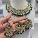 Hira Collections Crystal Stone And Beads Choker Necklace Set