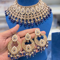 Hira Collections Crystal Stone And Beads Choker Necklace Set
