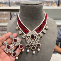 Hira Collections Traditional Kundan Stone Pearl And Beaded Necklace Set