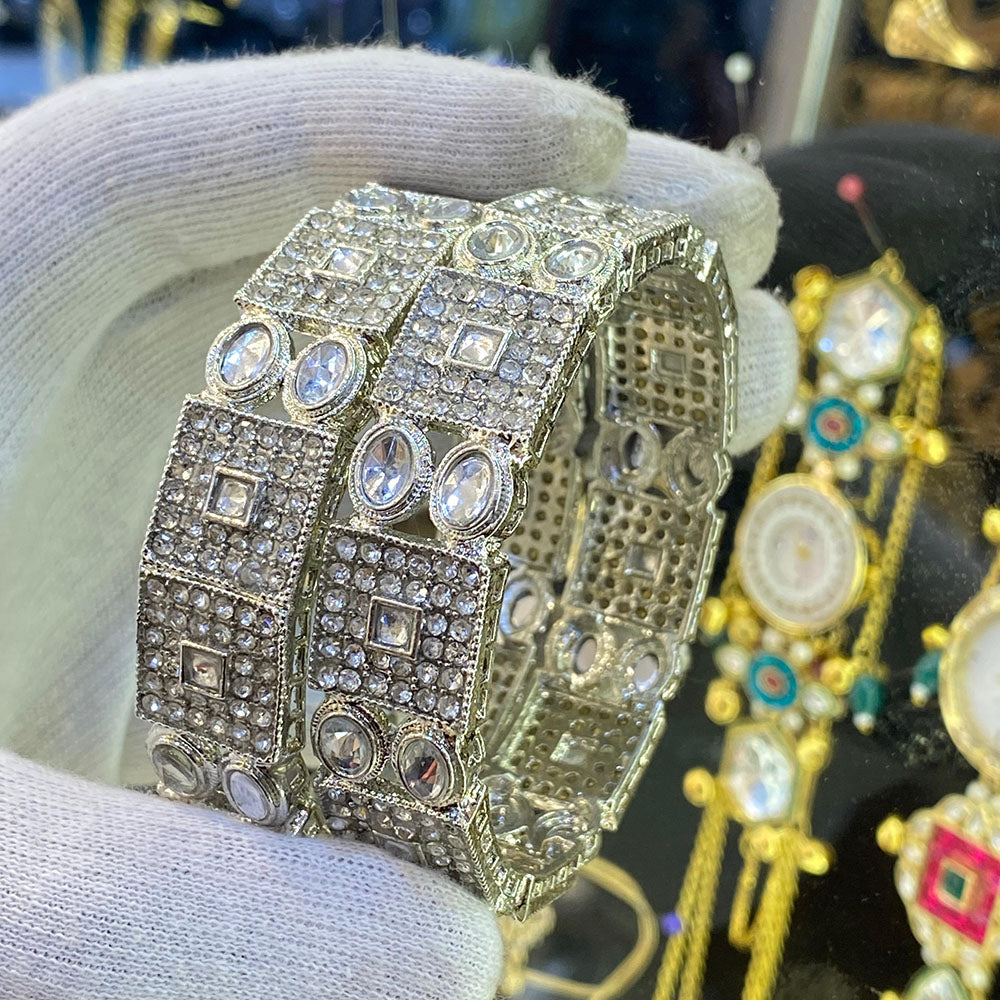 Hira Collections Ethnic Glow Crystal And Austrian Stone Bangles Set