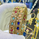 Hira Collections Cryatal Stone And Pota Stone Pearl Bangles Set for Women