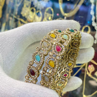 Hira Collections Pota Stone And Austrian Stone Bangles Set for Women