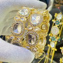 Hira Collections Kundan Stone And Austrian Stone Bangles Set