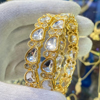 Hira Collections Kundan Stone And Austrian Stone Bangles Set