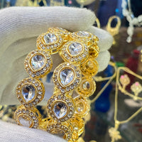 Hira Collections Kundan Stone And Austrian Stone Bangles Set
