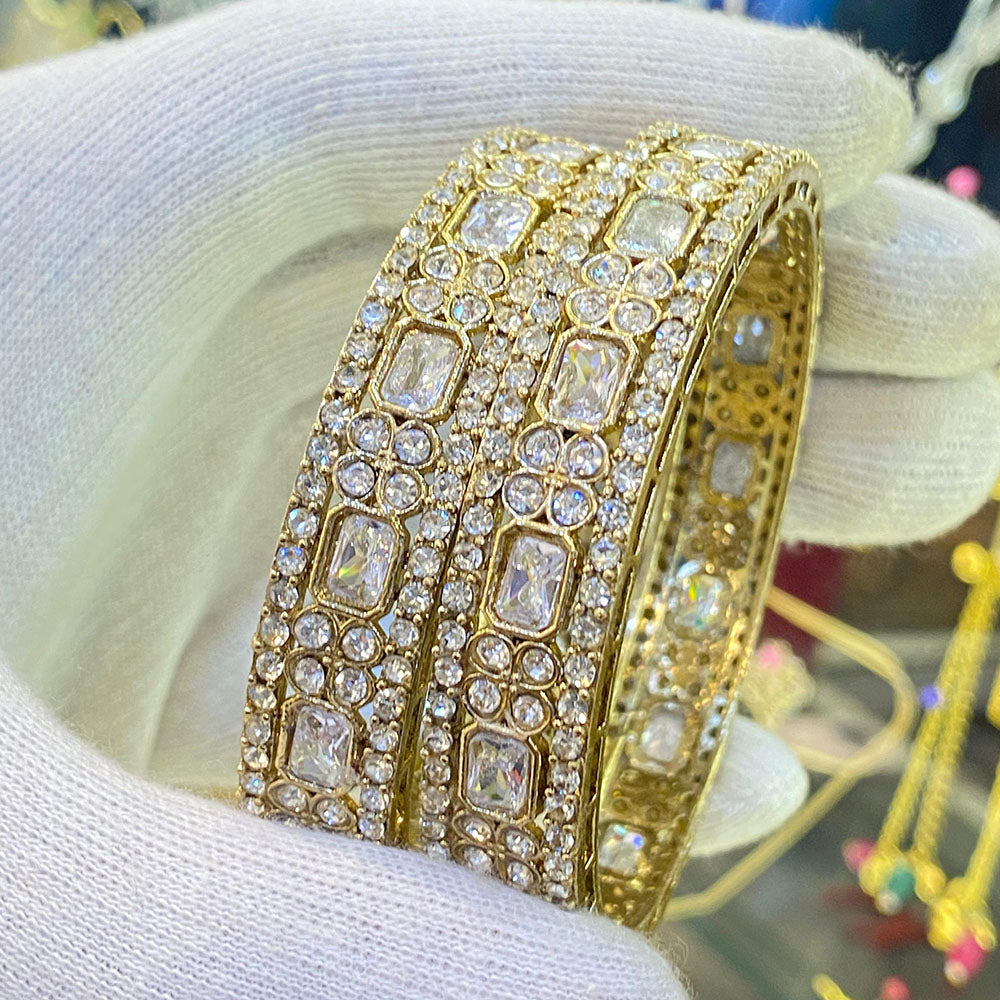 Hira Collections Ethnic Glow Crystal And Austrian Stone Bangles Set