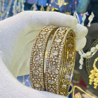 Hira Collections Ethnic Glow Crystal And Austrian Stone Bangles Set