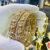 Hira Collections Ethnic Glow Crystal And Austrian Stone Bangles Set