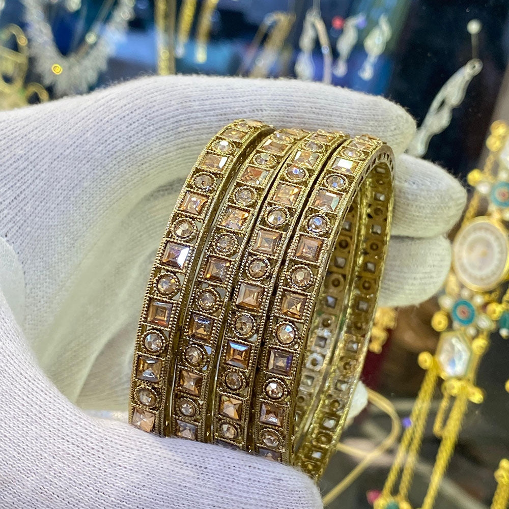Hira Collections Ethnic Glow Crystal And Austrian Stone Bangles Set
