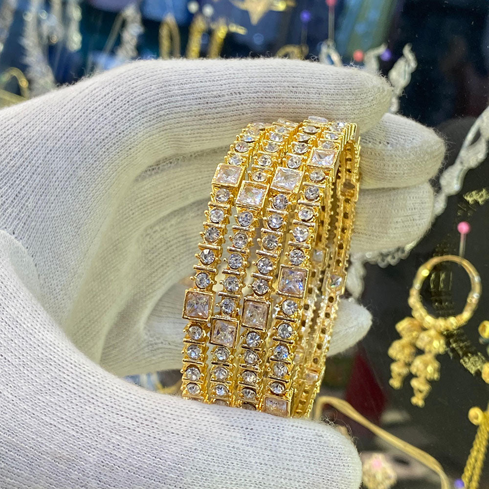 Hira Collections Ethnic Glow Crystal And Austrian Stone Bangles Set