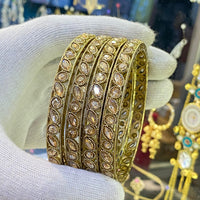 Hira Collections Ethnic Glow Crystal And Austrian Stone Bangles Set