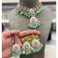 Hira Collections Luxury Kundan Stone Pearl And Beads Meenakari Choker Necklace Set