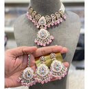 Hira Collections Luxury Kundan Stone Pearl And Beads Meenakari Choker Necklace Set