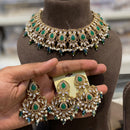 Hira Collections Crystal Stone Pearl And Beads Choker Necklace Set