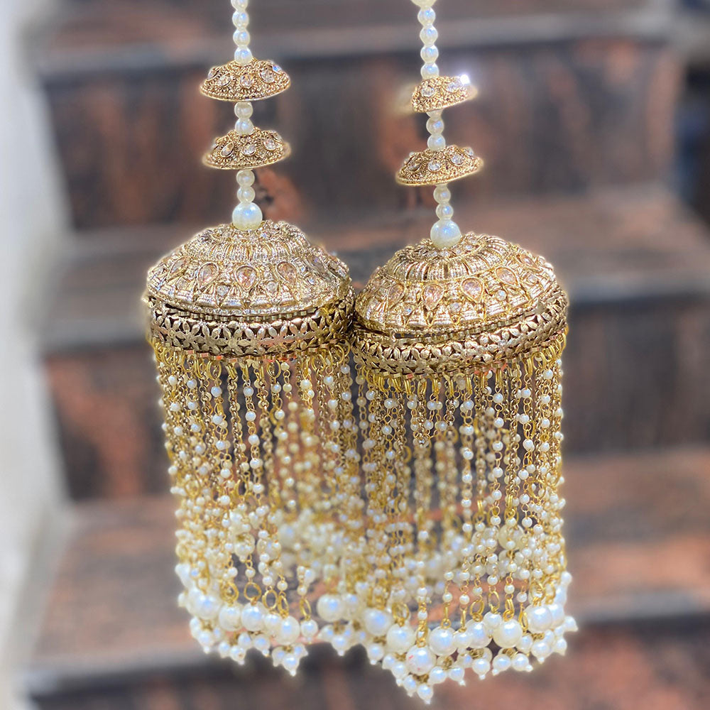 Hira Collections Bridal Crystal Stone And Pearl Kalire for Dulhan