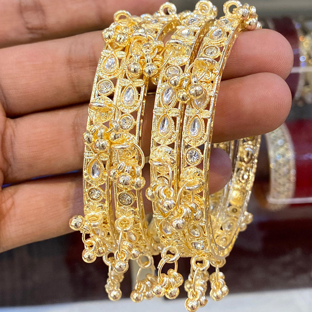 Hira Collections Royal Crystal Stone And Pearl Bangles Set