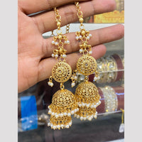 Hira Collections Fashionable Crystal Stone And Pearl Jhumki Earrings