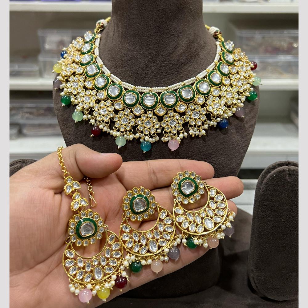 Hira Collection Glamorous Polki Kundan And Pearl Choker Necklace Set