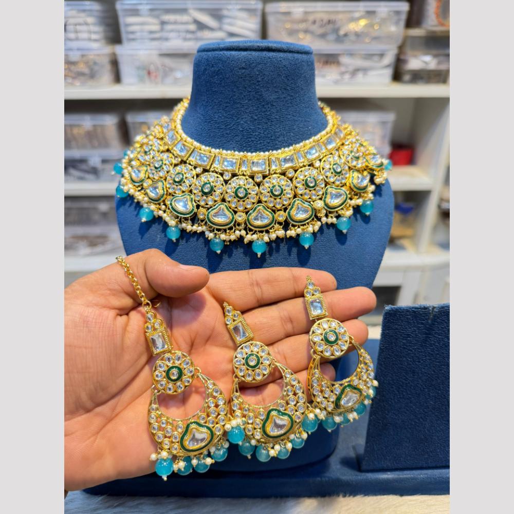Hira Collection Glamorous Polki Kundan And Pearl Choker Necklace Set
